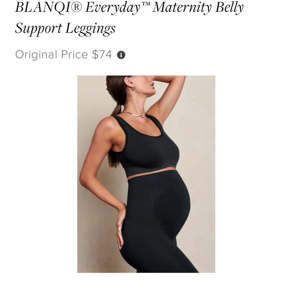 Blanqi Everyday Maternity Belly Support Leggings, black, size small